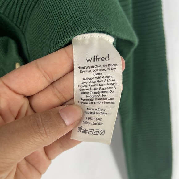 Aritzia Wilfred Womens Light Cropped Cardigan Size XS Green Linen Blend V-Neck - Picture 6 of 13